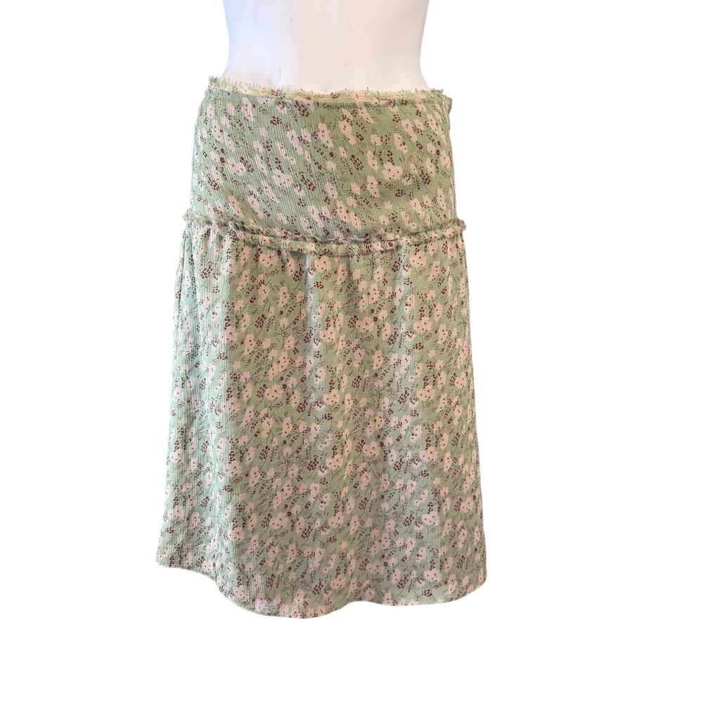 Vintage Free People Skirt Women's 3 Green Floral Cottage Core